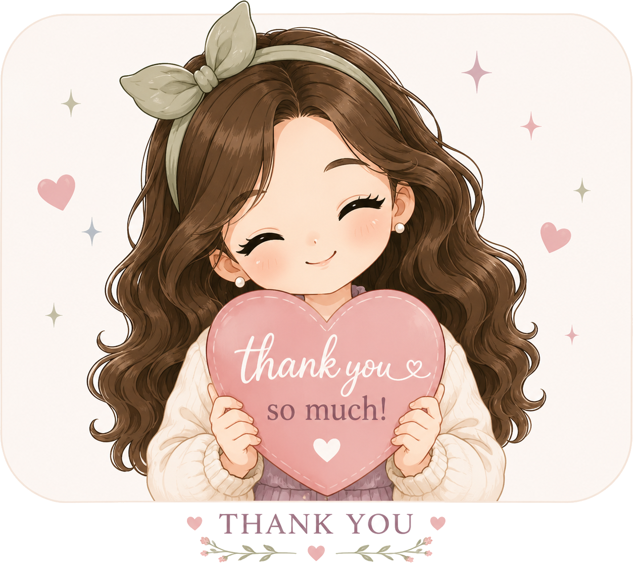 Lettie holding a thank-you heart